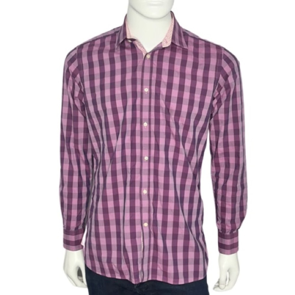 Ted Baker Endurance Purple plaid Shirt Size‎ 15.5-34/35